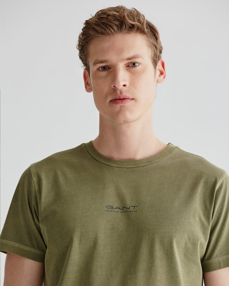 Bawełniany t-shirt męski z nadrukiem regular fit zielony