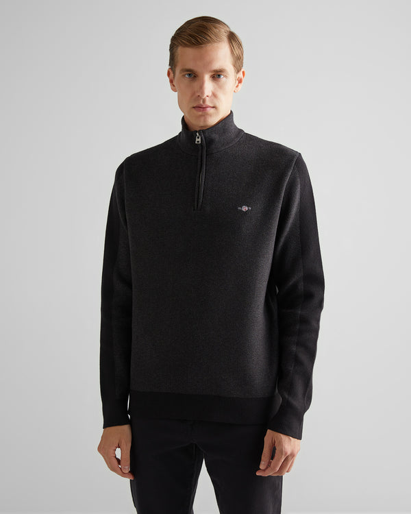 Sweter męski z zamkiem do połowy relaxed fit czarny