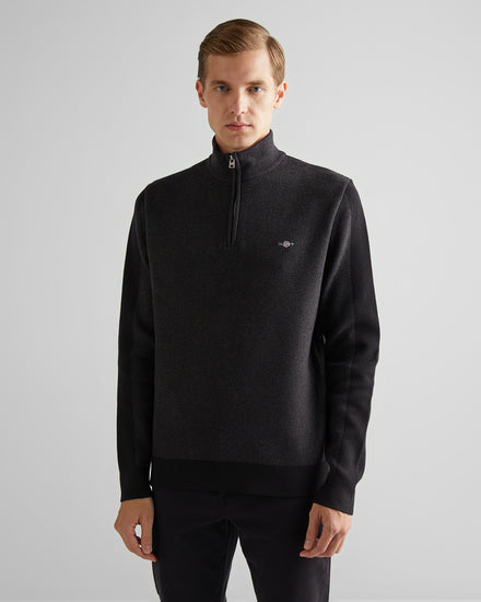Sweter męski z zamkiem do połowy relaxed fit czarny