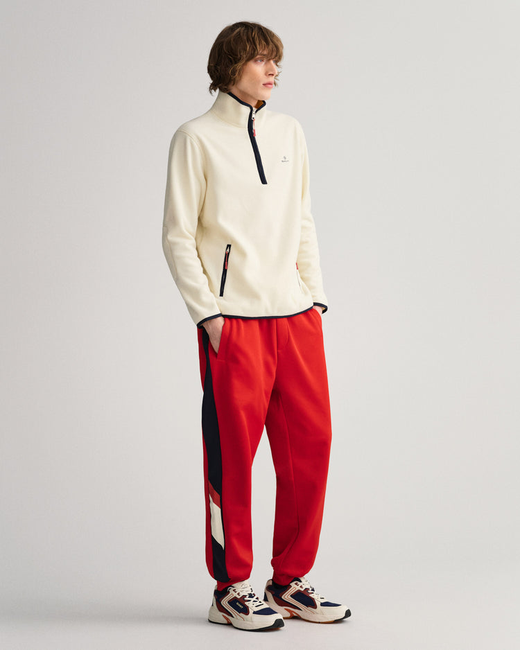Bluza męska z zamkiem do połowy regular fit beżowa
