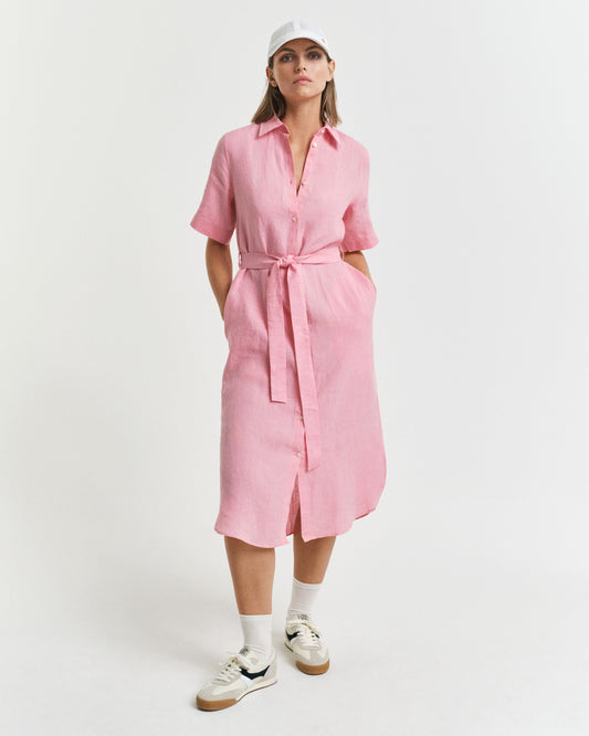 Sukienka damska z krótkim rękawem i kołnierzykiem w szpic regular fit