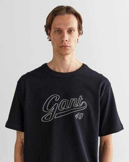 Bawełniany t-shirt męski z nadrukiem okrągły kołnierzyk relaxed fit