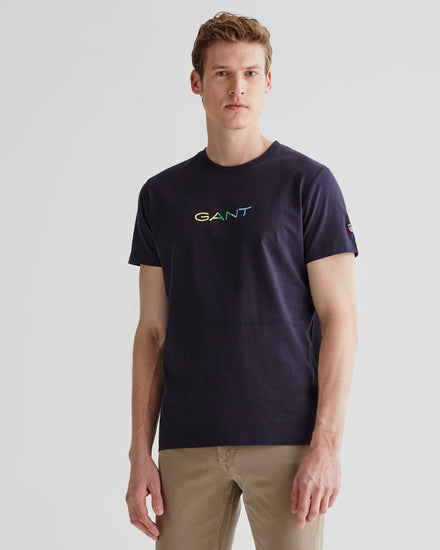 Bawełniany t-shirt męski z nadrukiem okrągły kołnierzyk regular fit