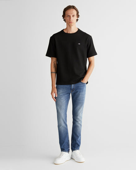 T-shirt męski okrągły kołnierzyk relaxed fit czarny