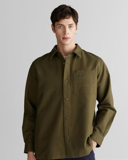 Koszula męska z nadrukiem z długim rękawem oversize fit zielona