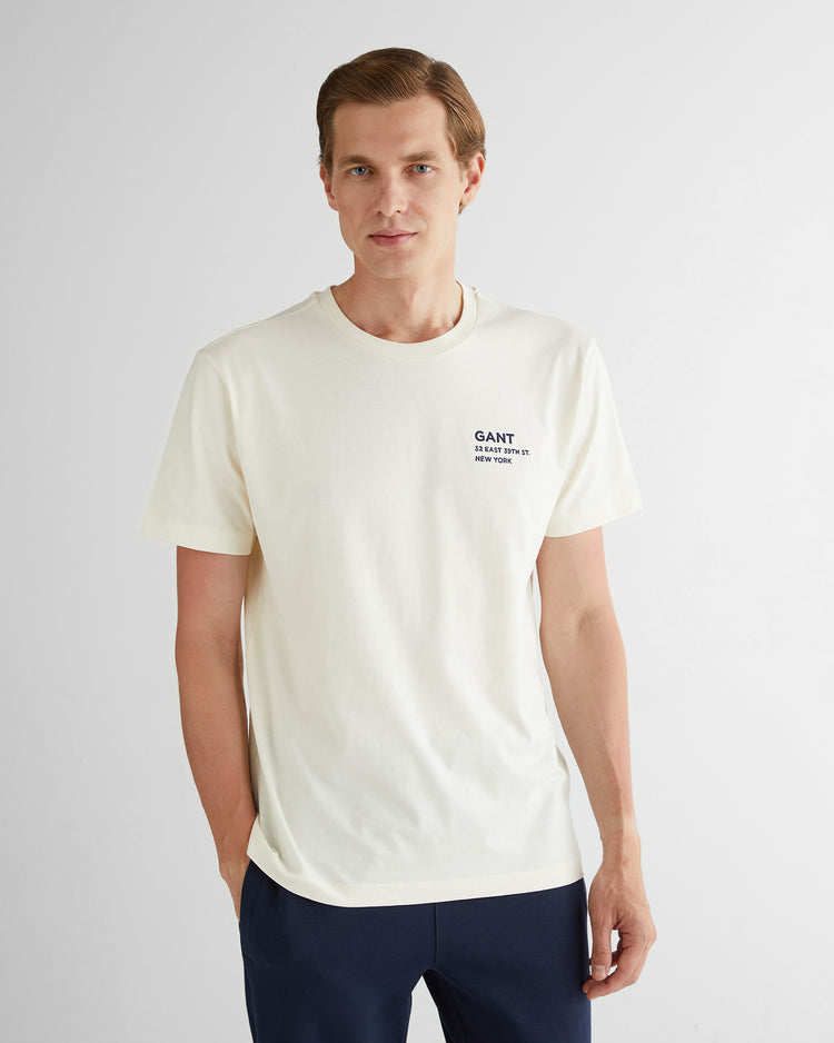 T-shirt męski z nadrukiem regular fit biały