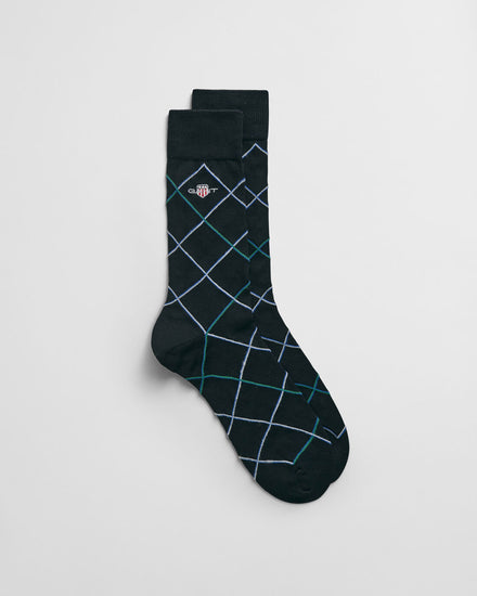 Męskie czarne skarpety w kratkę