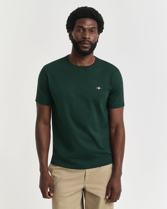 T-shirt męski z okrągłym dekoltem regular fit zielony