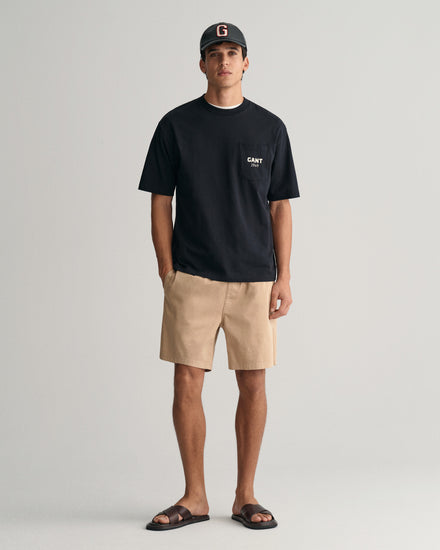 T-shirt męski z nadrukiem okrągły kołnierzyk relaxed fit czarny