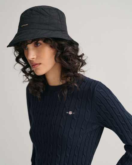 Sweter damski z okrągłym dekoltem slim fit granatowy