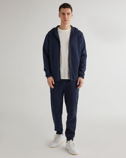 Bluza męska z nadrukiem z zamkiem regular fit granatowa