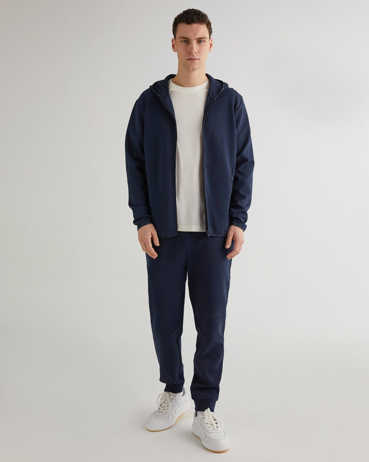 Bluza męska z nadrukiem z zamkiem regular fit granatowa