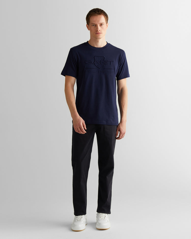 T-shirt męski z okrągłym dekoltem regular fit granatowy