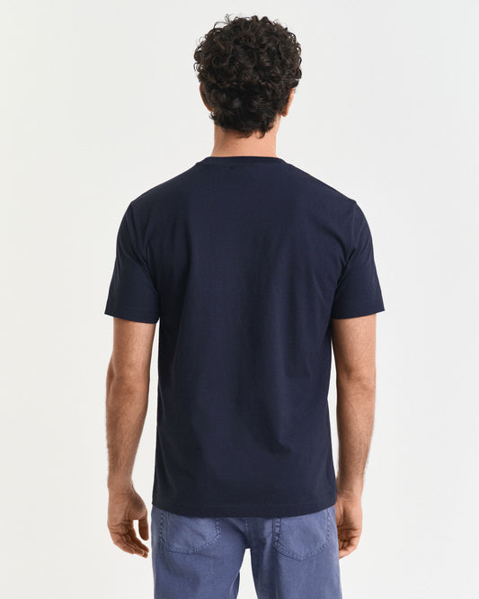 Bawełniany t-shirt męski z nadrukiem okrągły kołnierzyk regular fit