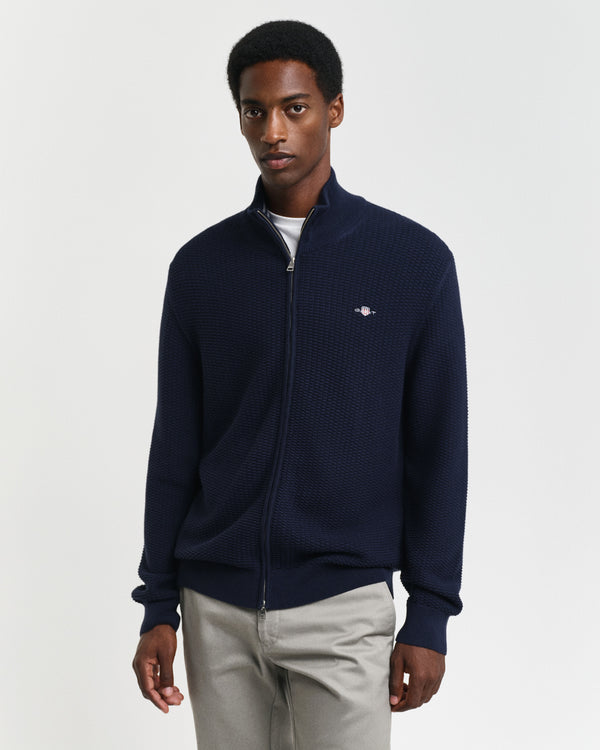 Sweter rozpinany męski z zamkiem regular fit granatowy