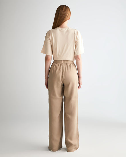 Damskie beżowe regular fit spodnie