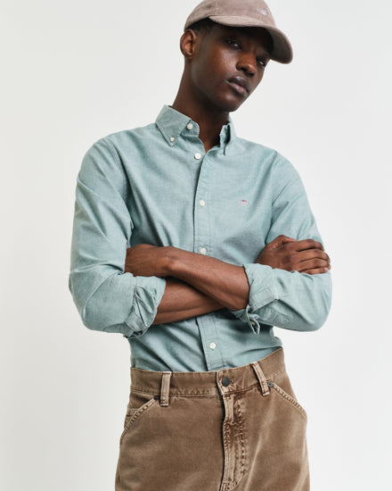 Koszula męska z długim rękawem slim fit zielona