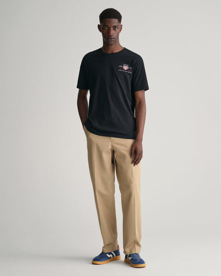 T-shirt męski z nadrukiem z okrągłym dekoltem regular fit czarny