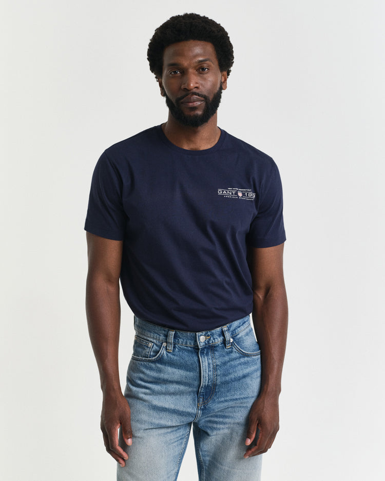 T-shirt męski z nadrukiem i okrągłym kołnierzykiem regular fit