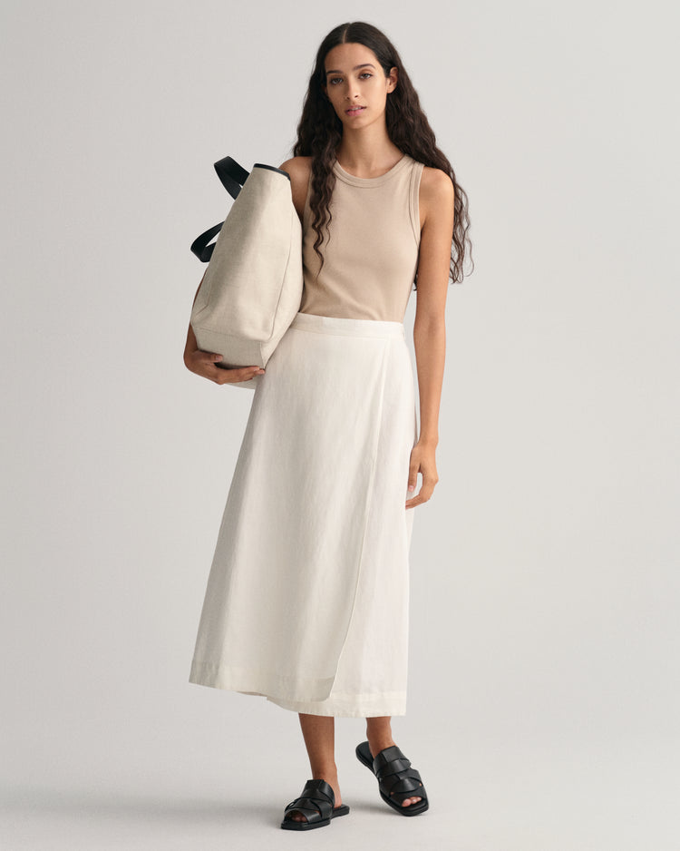 Spódnica midi z lnu i wiskozy