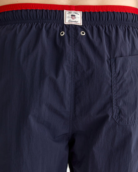 Szorty kąpielowe męskie z nadrukiem regular fit granatowe