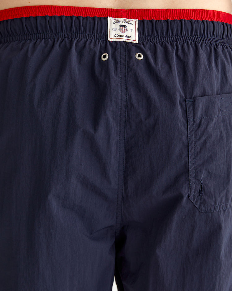 Szorty kąpielowe męskie z nadrukiem regular fit granatowe