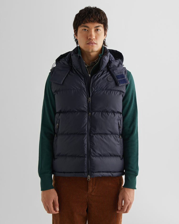 Bezrękawniki męskie z kapturem regular fit granatowe