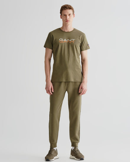 Bawełniany t-shirt męski z nadrukiem regular fit zielony