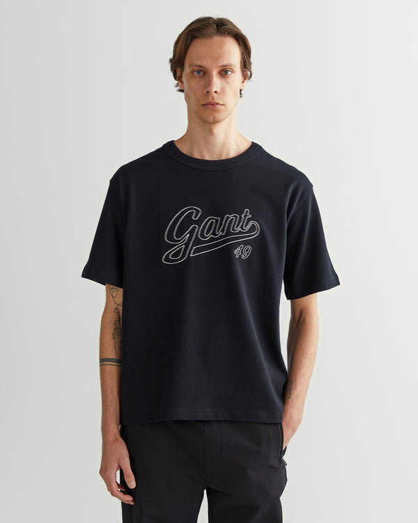 Bawełniany t-shirt męski z nadrukiem okrągły kołnierzyk relaxed fit