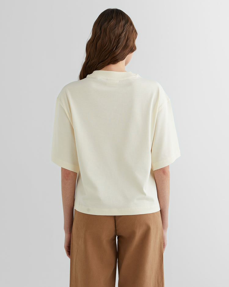 Koszulka damska z nadrukiem i okrągłym kołnierzykiem relaxed fit