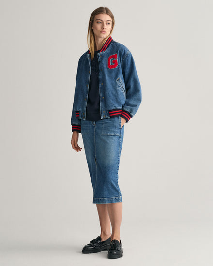 Bluza damska z nadrukiem z okrągłym dekoltem regular fit granatowa