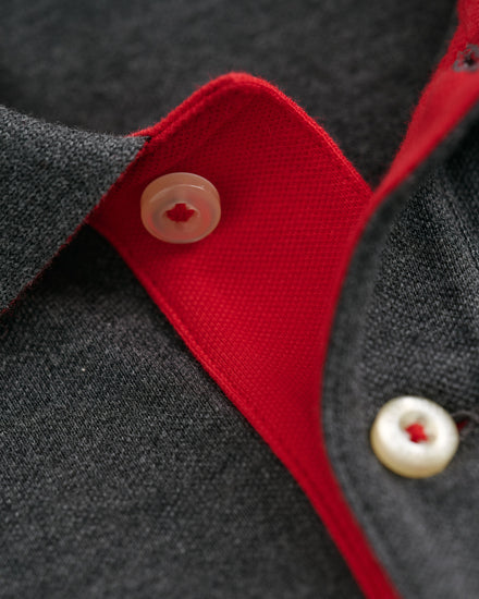 Polo męskie z długim rękawem regular fit szare