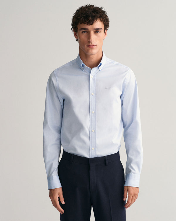 Koszula męska z długim rękawem slim fit niebieska