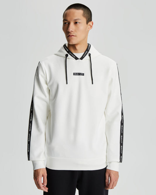 Bawełniana bluza męska z kapturem regular fit kremowa