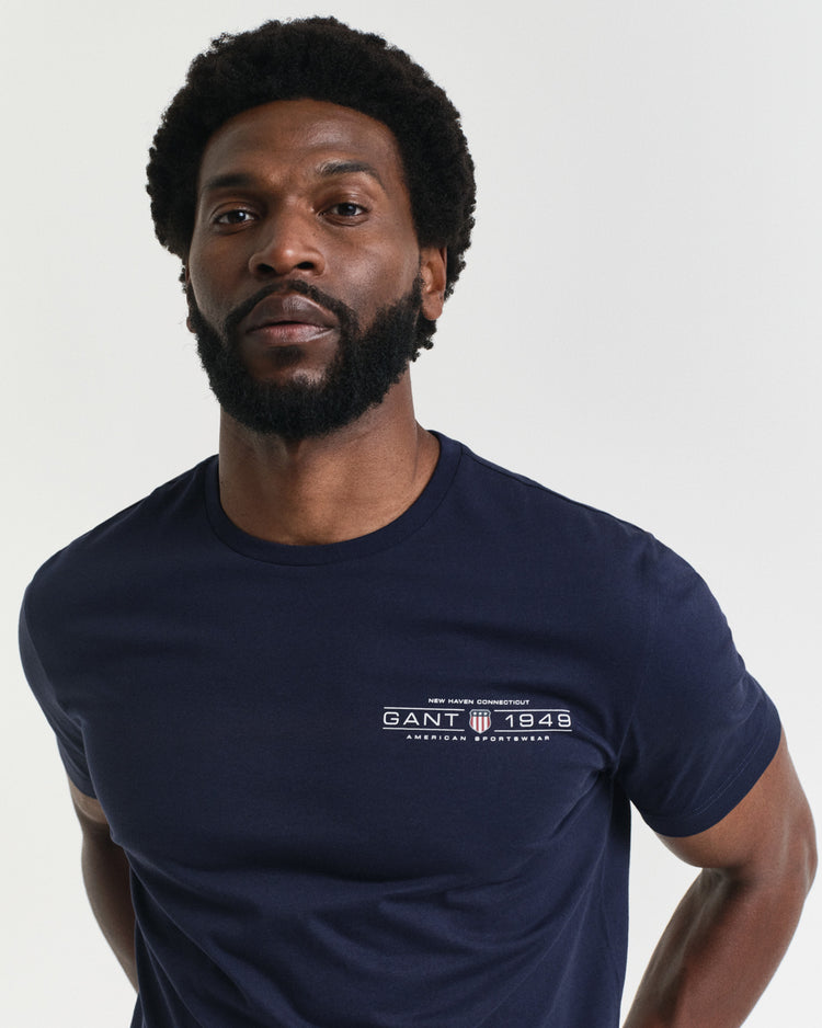 T-shirt męski z nadrukiem i okrągłym kołnierzykiem regular fit
