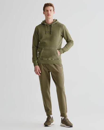 Bawełniana bluza męska z kapturem z nadrukiem regular fit zielona