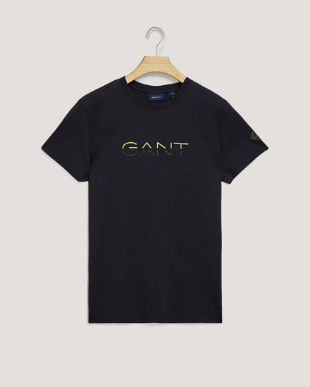 Bawełniany t-shirt męski z nadrukiem regular fit granatowy