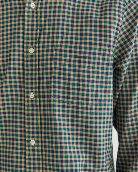 Bawełniana koszula męska w kratkę z długim rękawem regular fit zielona