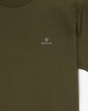 Bawełniany t-shirt męski z okrągłym kołnierzykiem slim fit zielony