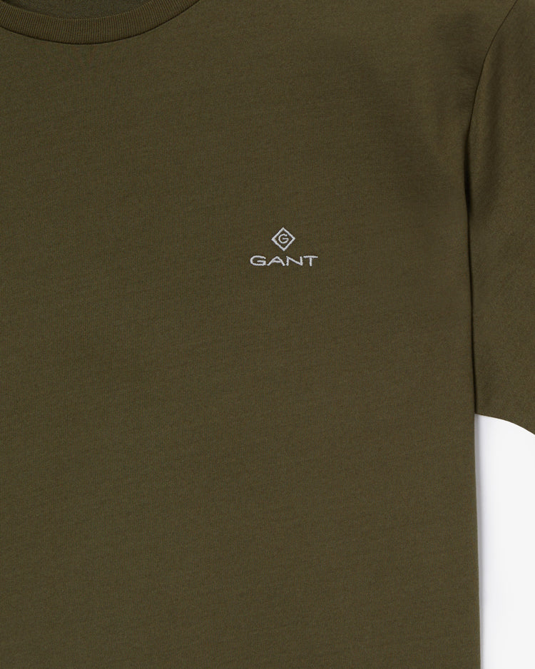 Bawełniany t-shirt męski z okrągłym kołnierzykiem slim fit zielony