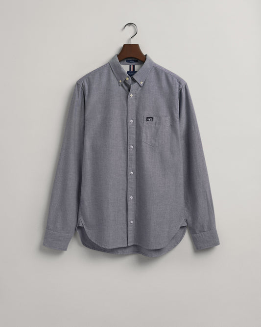 Męska granatowa koszula z kołnierzykiem na guziki regular fit