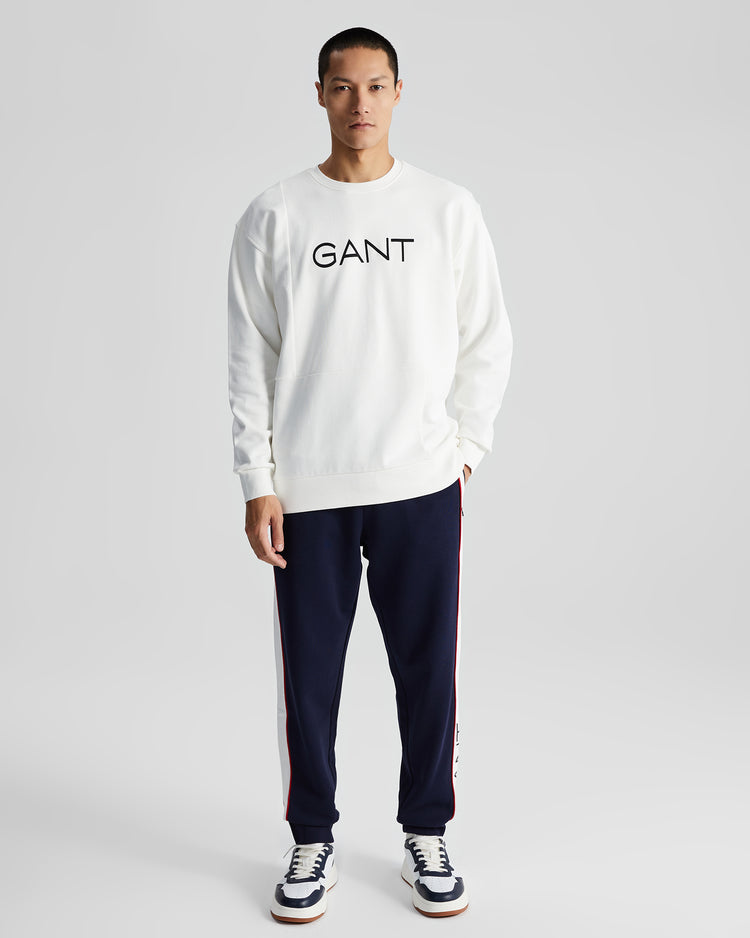 Bawełniana bluza męska z nadrukiem regular fit biała