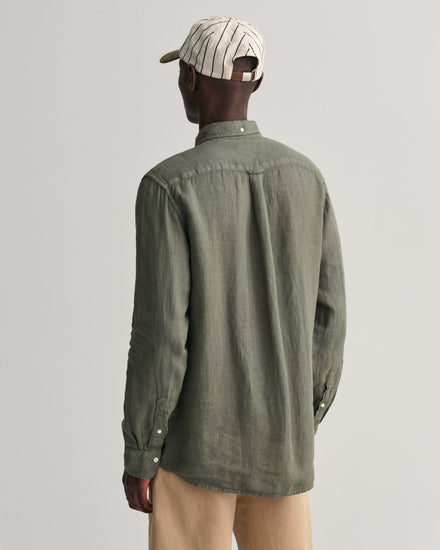 Lniana koszula regular fit khaki