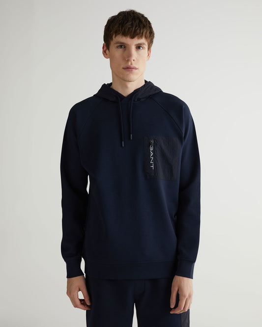 Bluza męska z kapturem z nadrukiem regular fit granatowa