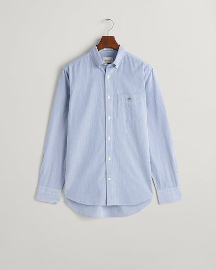 Bawełniana koszula męska w paski z długim rękawem regular fit