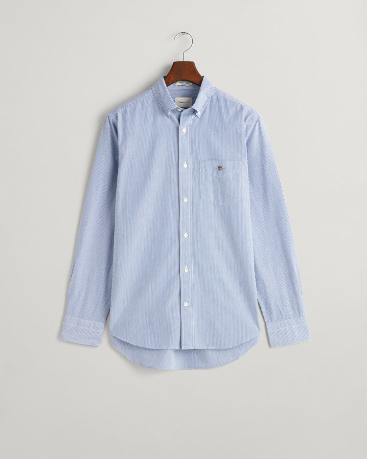 Bawełniana koszula męska w paski z długim rękawem regular fit