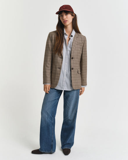 Koszula damska w paski z długim rękawem relaxed fit granatowa