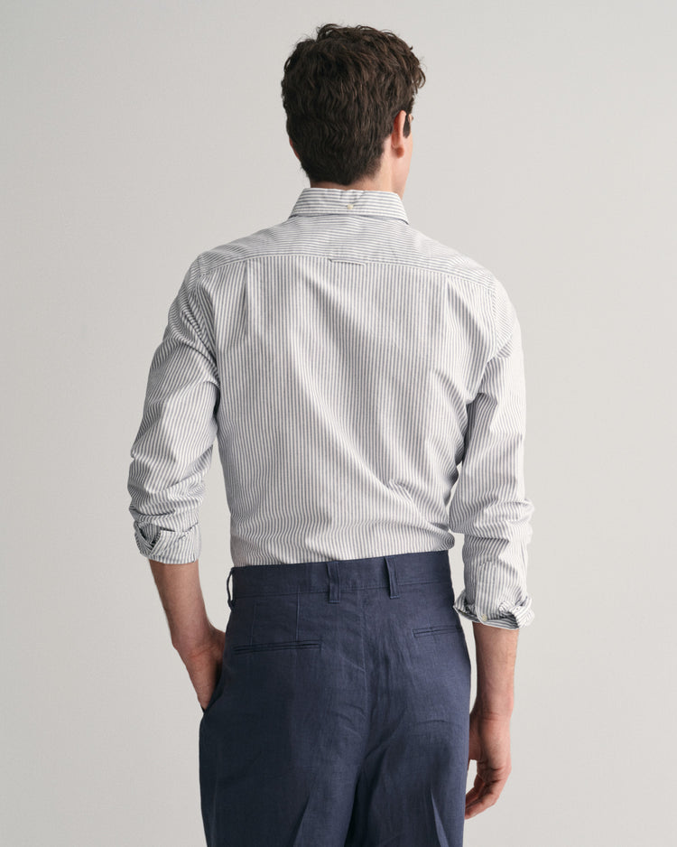 Bawełniana koszula męska z długim rękawem slim fit granatowa