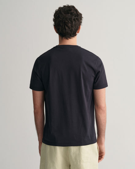 Bawełniany t-shirt męski z nadrukiem regular fit czarny