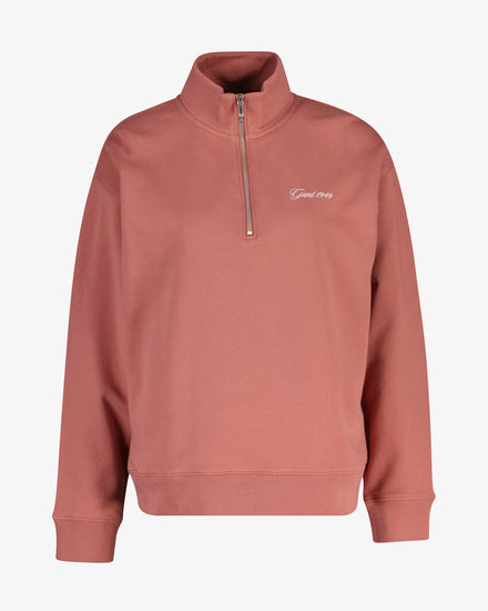 Bluza damska z zamkiem do połowy relaxed fit bordowa